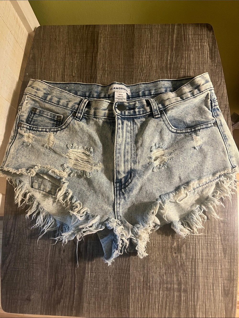 Glamorous Light Blue Distressed Denim Cutoff Shorts